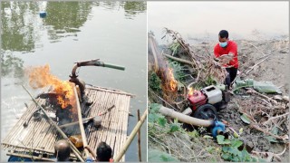 শিবপুরে অবৈধ বালু উত্তোলনের মেশিন পুড়িয়ে দিল মোবাইল কোর্ট