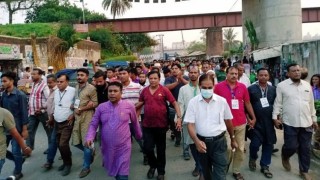 ঘোড়াশাল পৌর নির্বাচন: নৌকার সমর্থনে মিছিল